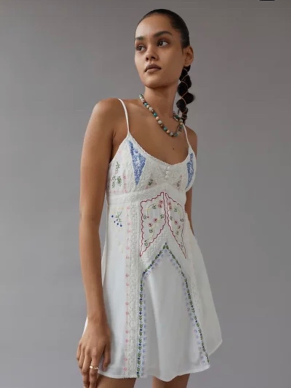 Urban Outfitters Skyler Embroidered Frock Minidress L